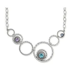Brighton Halo Radiance Statement Necklace Silver Tanzanite NWT